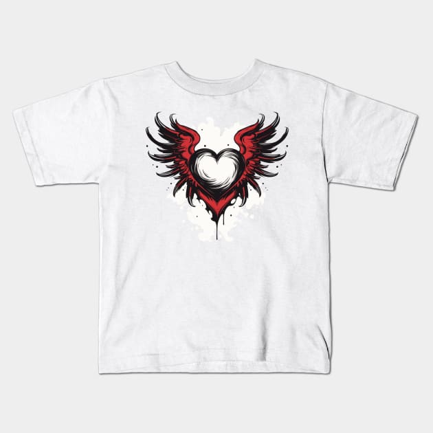 Heart With Wings Kids T-Shirt by Gypsykiss